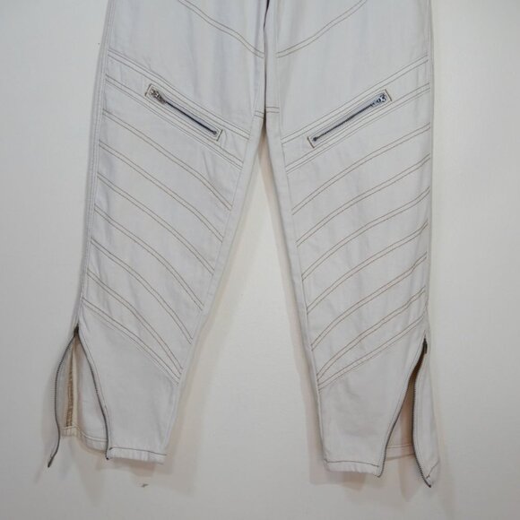 BDG Urban Outfitters Low Rise Tapered Moto Zipper JEANS Size 28 Ivory Denim NEW - Picture 6 of 13